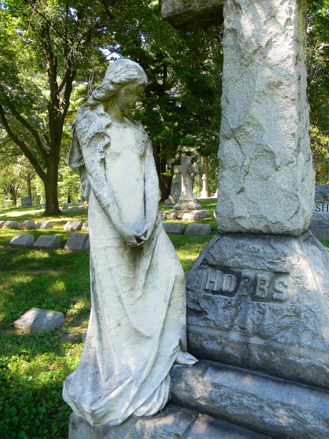 The woman who mourns the Hobbs family, Bellefontaine Cemetery.